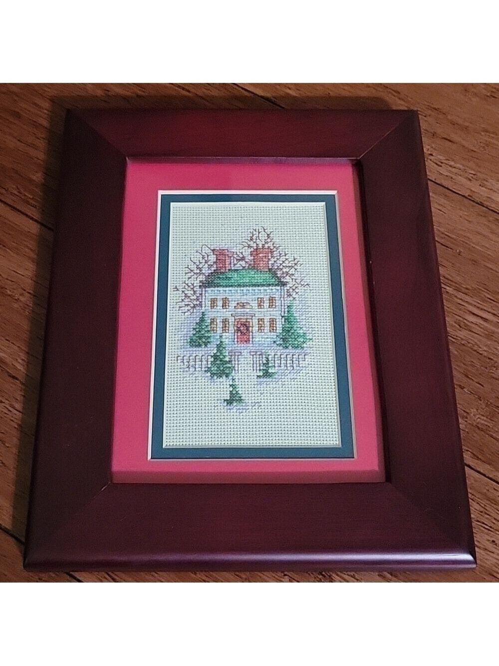 Vintage Christmas Cross Stitch In 5" X 7" Rosewood Frames (Set Of 2) - Picture 2 of 9